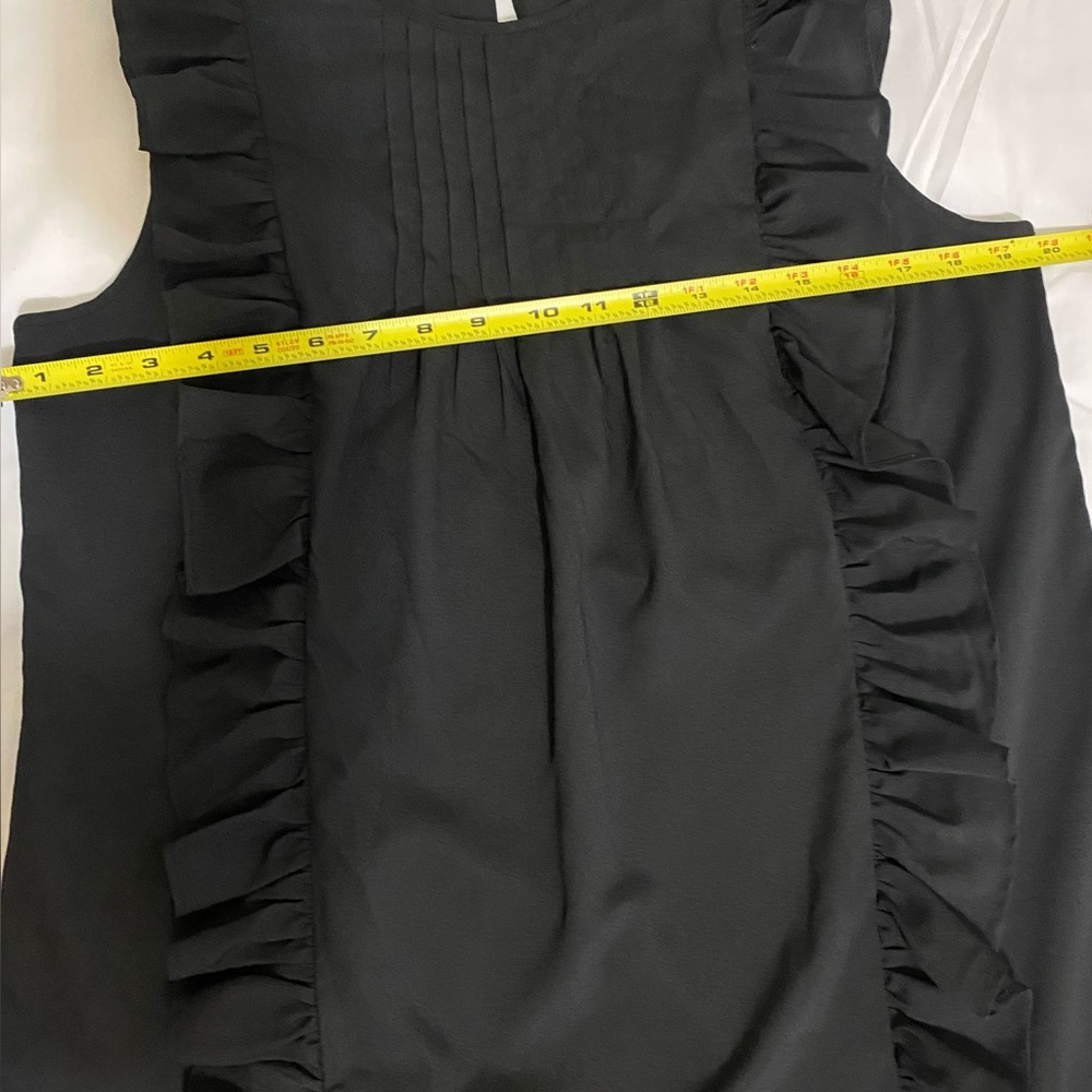 Black Ruffled Sleeveless Top